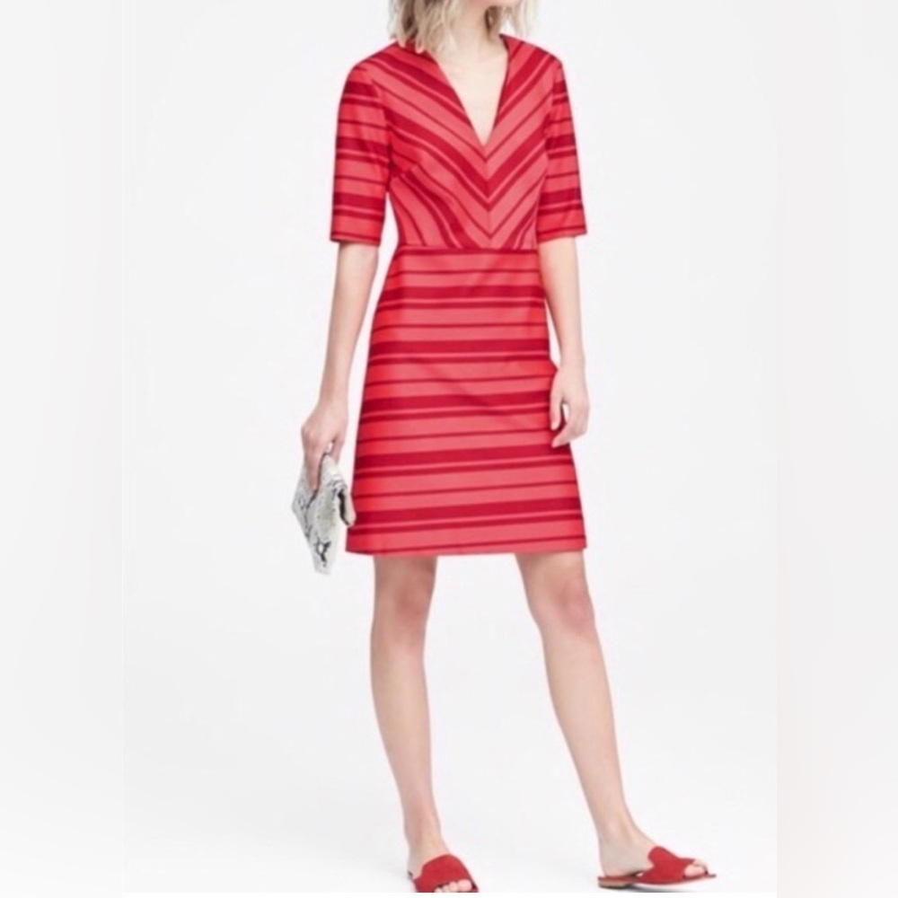 Banana Republic NWT pink/red striped dress, size 0